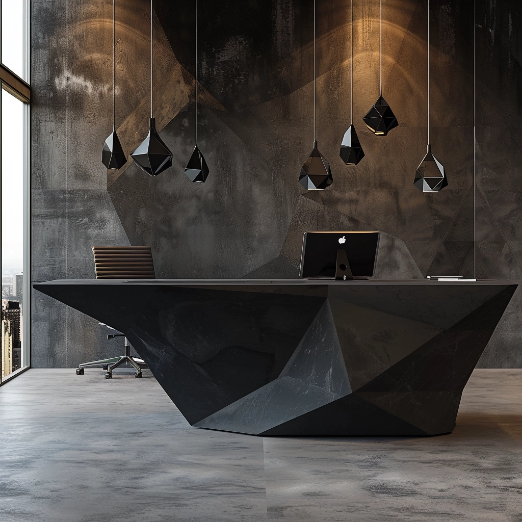 Black GFRC concrete reception desk